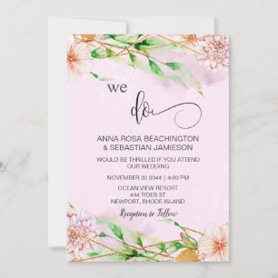 *~* WE DO RSVP Floral Geometric AR15 QR Wedding Invitation