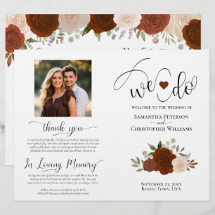 We Do! Rust Orange Roses DIY Fold Wedding Program
