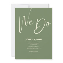 We Do Sage Green Minimalist Wedding Invitation