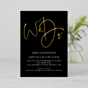 We Do Script Black QR Code Gold Real Foil Wedding
