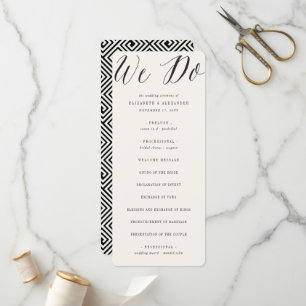 We Do Script Calligraphy Geometric Classic Wedding Programme