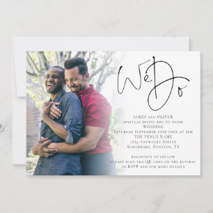 We Do Script Photo QR Code Gay Wedding Invitation