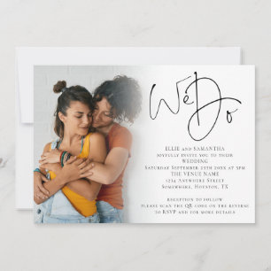 We Do Script Photo QR Code Lesbian Wedding Invitation