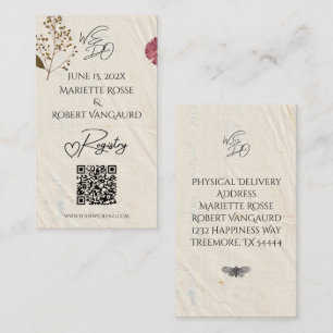 WE DO Shabby Chic Wedding Pressed Flower Registry Enclosure Card