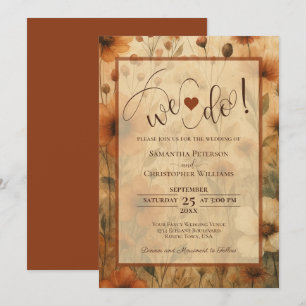 We Do! Sienna Boho Chic Wildflowers Wedding Invitation