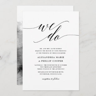 We Do Simple Black and White Wedding Invitation