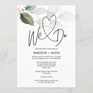 We Do Simple Modern Wedding Elegant Eucalyptus Invitation