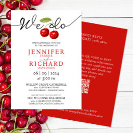 We do | Simple Rustic Cherries Fruits Wedding Invitation