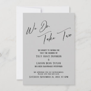 We Do, Take Two: Delayed Wedding Light Grey Invitation