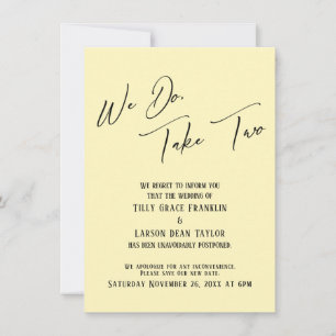 We Do, Take Two: Delayed Wedding Pale Yellow Invitation