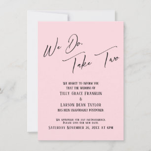 We Do, Take Two: Delayed Wedding Pastel Pink Invitation