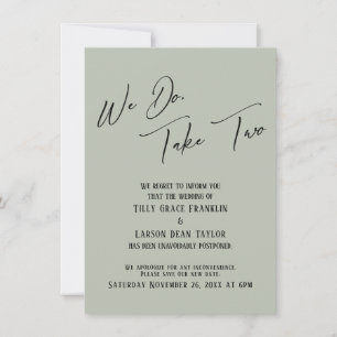We Do, Take Two: Delayed Wedding Sage Green Invitation