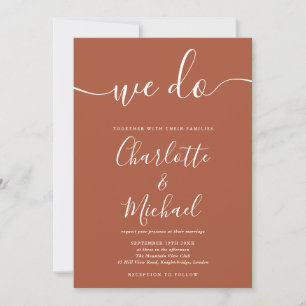 We Do Terracotta Modern Minimalist Wedding Invitation