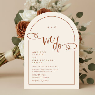 We Do Terracotta Modern Script Wedding Invitation