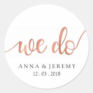 We Do Thank You Rose Gold Wedding Sticker
