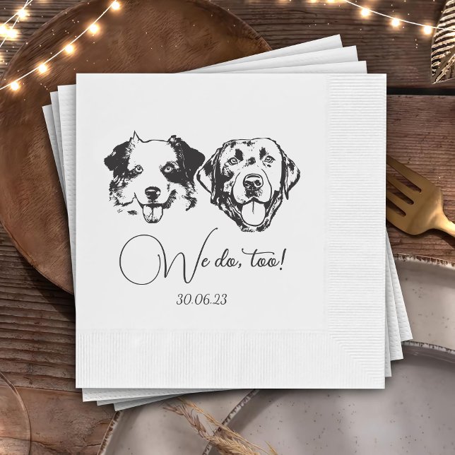 We Do Too Pets Custom Hand Drawing Wedding Napkin (Creator Uploaded)
