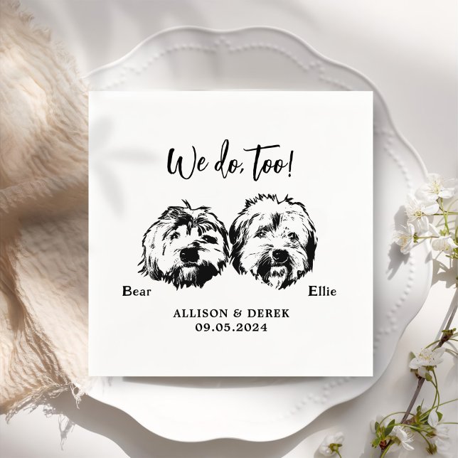 We Do Too Pets Custom Hand Drawing Wedding Napkin (Creator Uploaded)