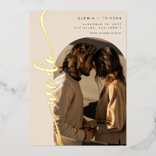 We do Vertical Boho Arch Beige Photo Save the Date