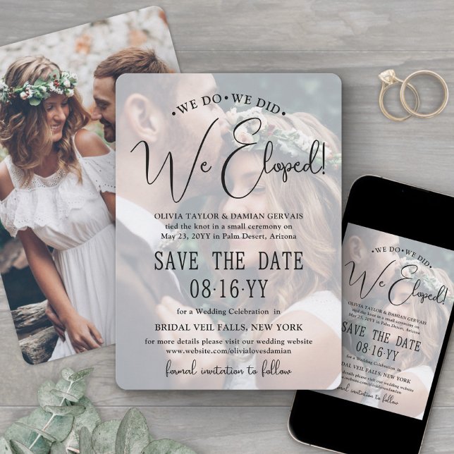 We Do, We Did, We Eloped! Photo Wedding Reception Save The Date (Creator Uploaded)