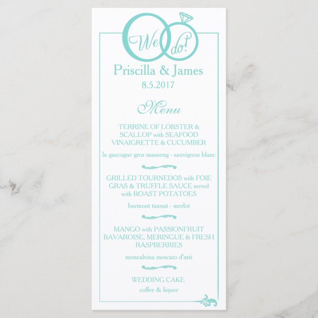 We Do Wedding Menu (Front)