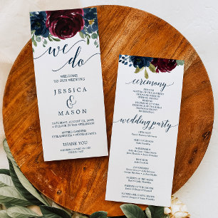 We Do Wedding Program Burgundy Navy Programme