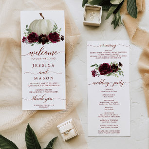 We Do Wedding Program Burgundy Pumpkin Fall Programme