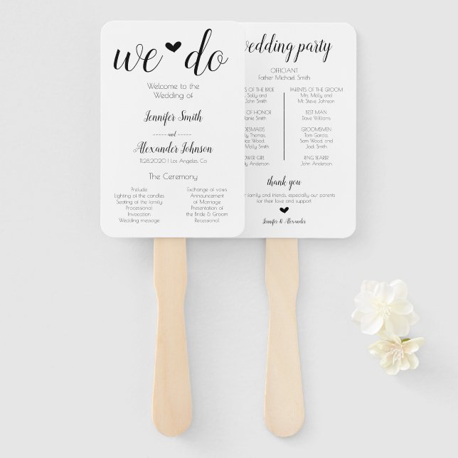 We do wedding program hand fan (Front and Back)
