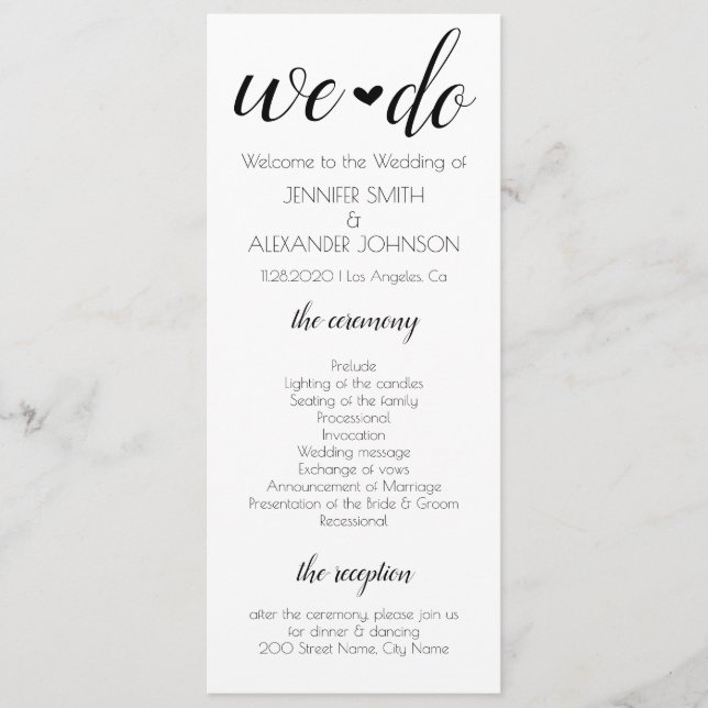 We Do Wedding Program Programme (Front)