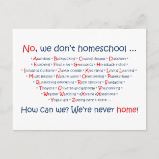 We Don't Homeschool Postcard