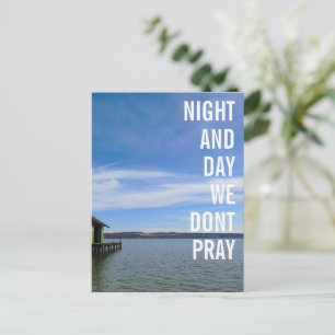 We don't pray  postcard
