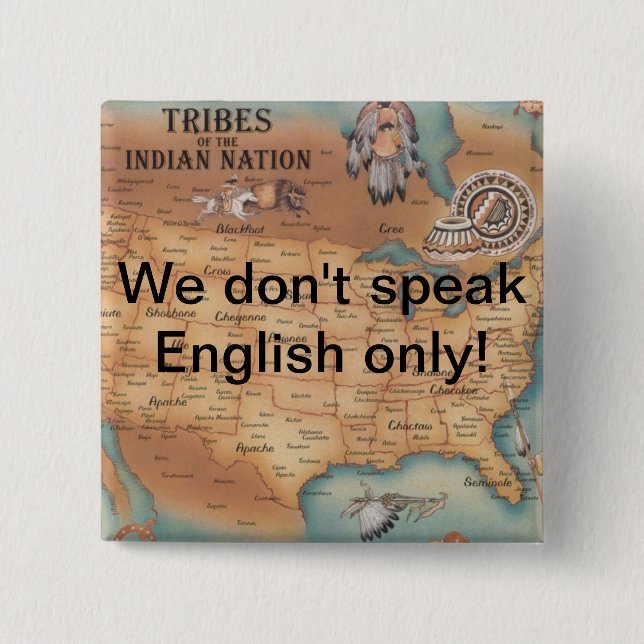 We don't speak English only! 15 Cm Square Badge (Front)