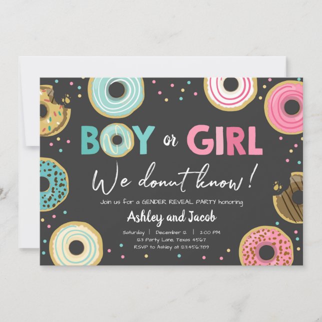 We Doughnut Know Boy or Girl Gender Reveal Party C Invitation (Front)