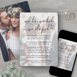We Eloped 2 Photo Overlay Wedding Reception Only Invitation