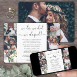 We Eloped 7 Photo Collage Wedding Reception Only Invitation<br><div class="desc">Invite family and friends to a simply elegant post elopement party with this stylish modern "we eloped" 7 photo collage invitation. All wording is simple to personalise for any reception only celebration, including 1st anniversary party, vow renewal ceremony, sequel wedding, cocktail hour or dinner party. Customise it to include the...</div>