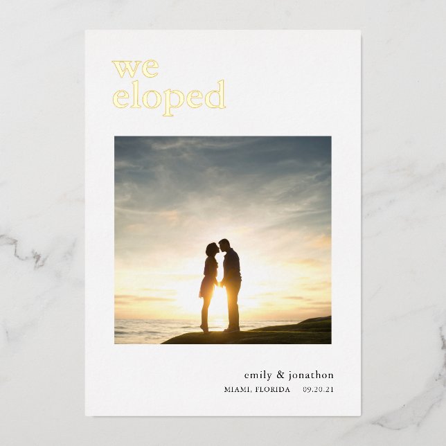 We Eloped Announcement Photo Luxury Real (Front)