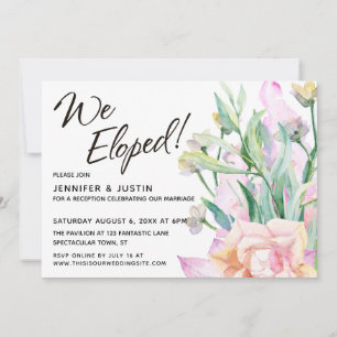 We Eloped Artistic Watercolor Floral Bouquet Invitation