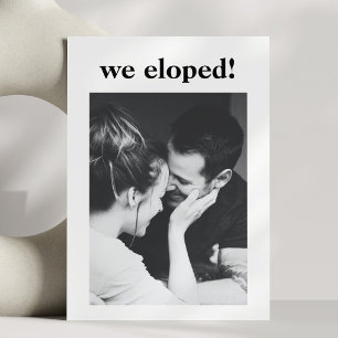 We Eloped Black White Photo Celebration Party Invitation