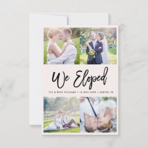 We Eloped   brush script wedding announcement