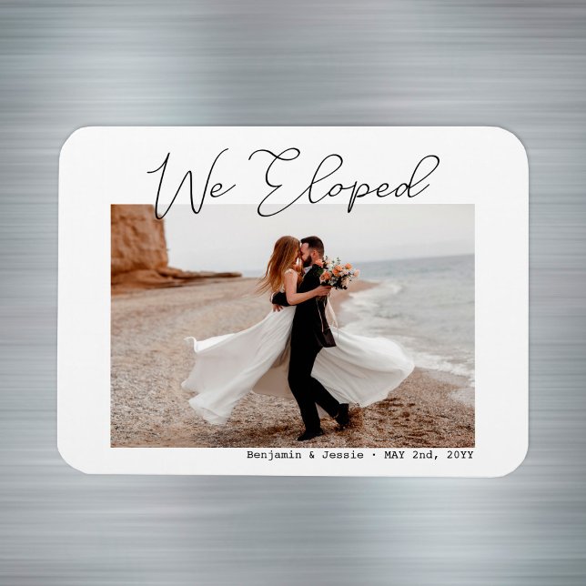 We Eloped Create Your Own Custom Photo Elopement Magnet (We Eloped Minimal Simple Script Photo Elopement Magnet
)