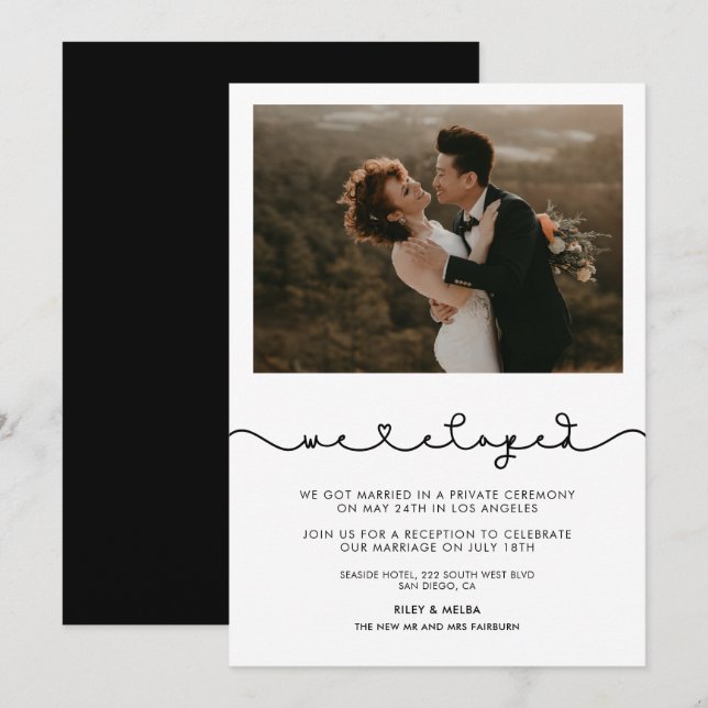 We eloped Cute connecting heart font announcement (Front/Back)