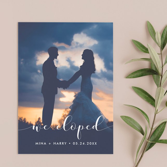 We eloped Elegant announcement photo card (Creator Uploaded)