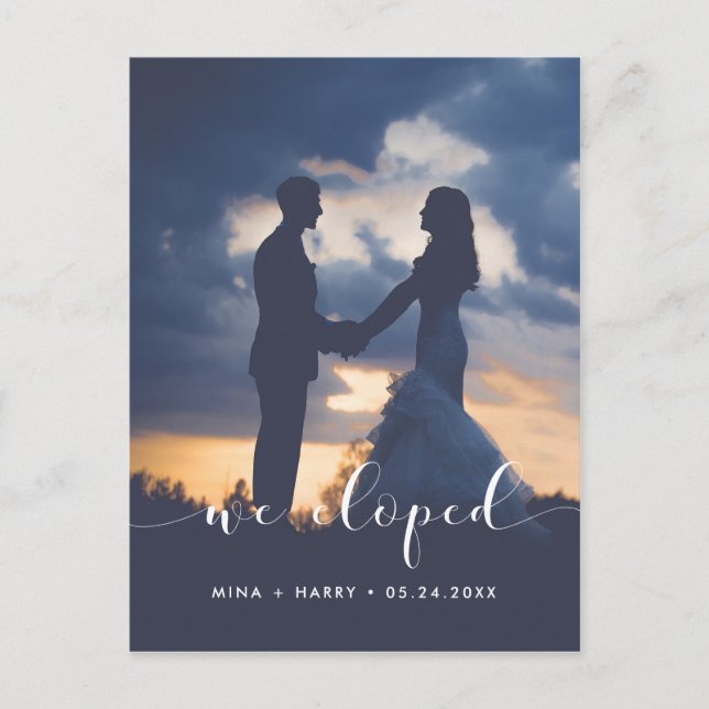 We eloped Elegant announcement photo Postcard (Front)