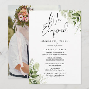 We Eloped Floral Greenery Photo Wedding Party Invitation