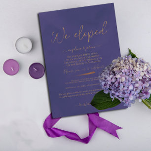 We Eloped Gold and Purple Elegant Wedding Invitation