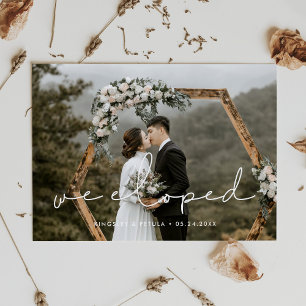 We eloped Handwritten minimalist photo Announcement