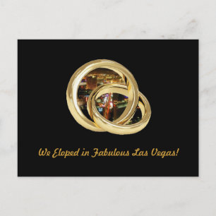 We Eloped in Fabulous Las Vegas "Wedding Bands" Po Announcement Postcard
