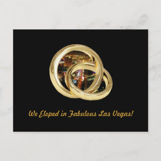 We Eloped in Fabulous Las Vegas "Wedding Bands" Po Announcement Postcard