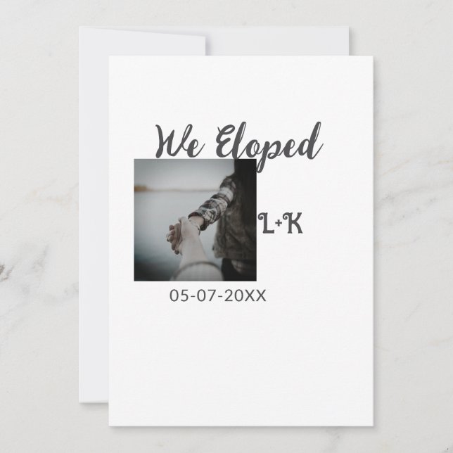 We eloped just married add photo name letter date  holiday card (Front)