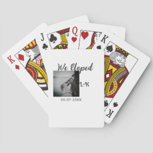 We eloped just married add photo name letter date playing cards