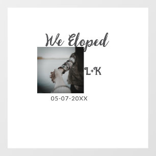 We eloped just married add photo name letter date window cling